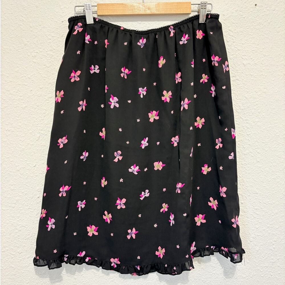 Vintage Floral Skirt Black Pink Whimsygoth Ballet Y2K Ruffle Dainty Feminine - Picture 2 of 4